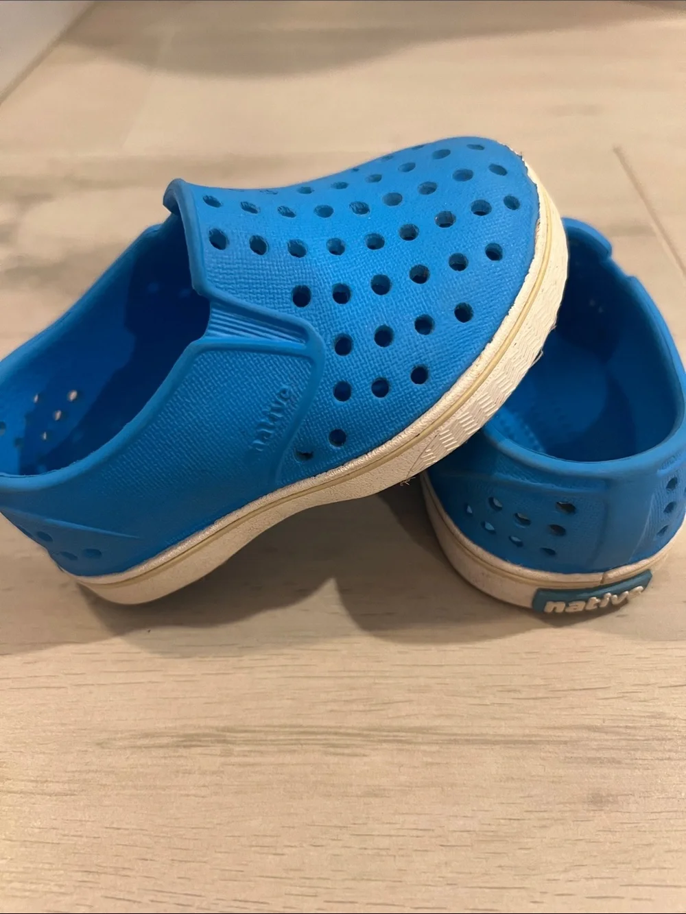 Native Kids Slip-On Water Shoes in Blue with White Trim